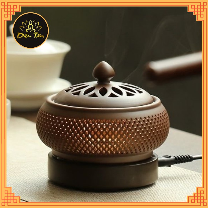 Lư điện lư xông trầm điện có hẹn giờ chỉnh nhiệt gốm sứ cao cấp chịu nhiệt