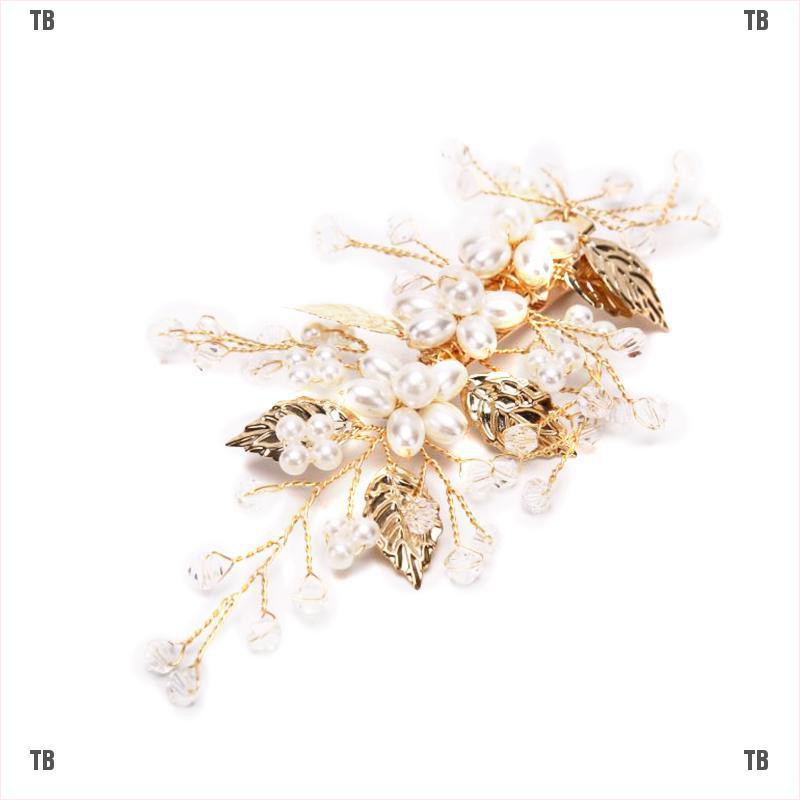 Kẹp Tóc Hình Lá Đính Ngọc Trai Nhân Tạo Sang Trọng