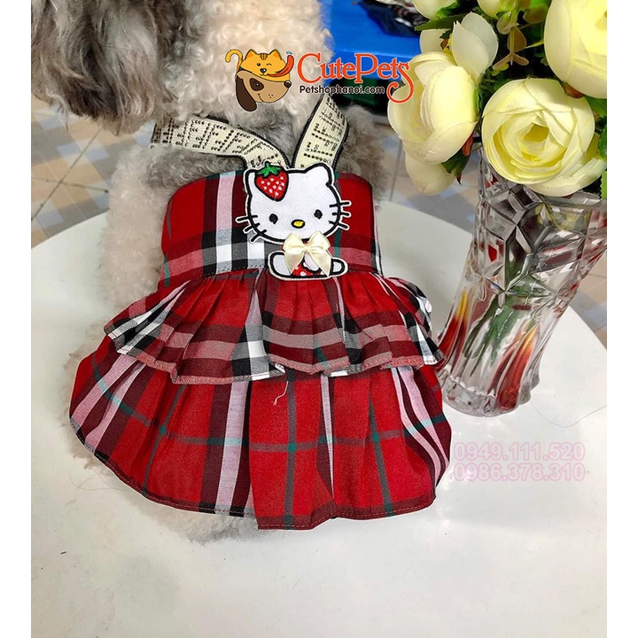 Váy 2 dây gắn nơ cho chó mèo Váy , Quần áo chó mèo - Phụ kiện thú cưng