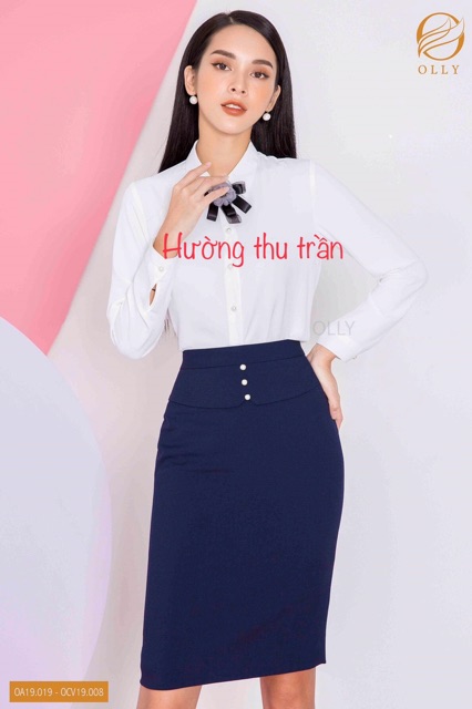 Chân váy bút chì cạp phối cúc trẻ trung | BigBuy360 - bigbuy360.vn