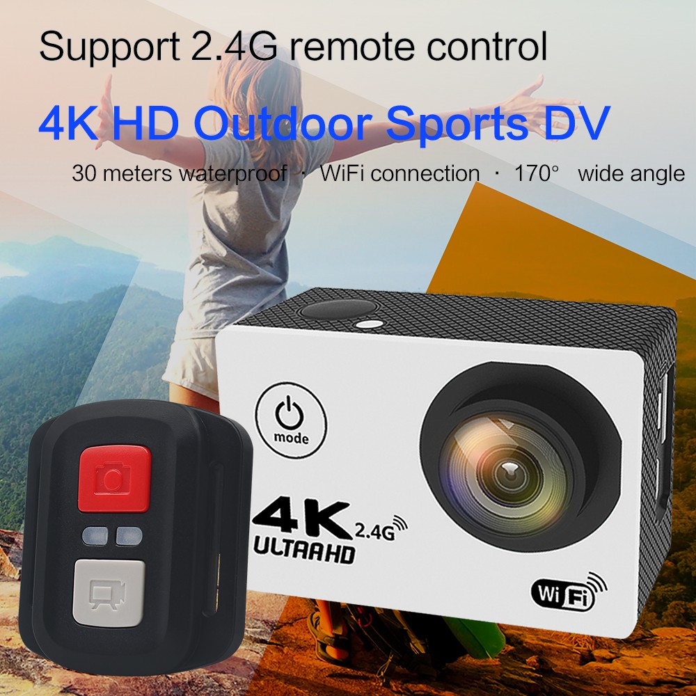 Camera Hành Động Waterproof 4K Sports WIFI LED Kèm Remote