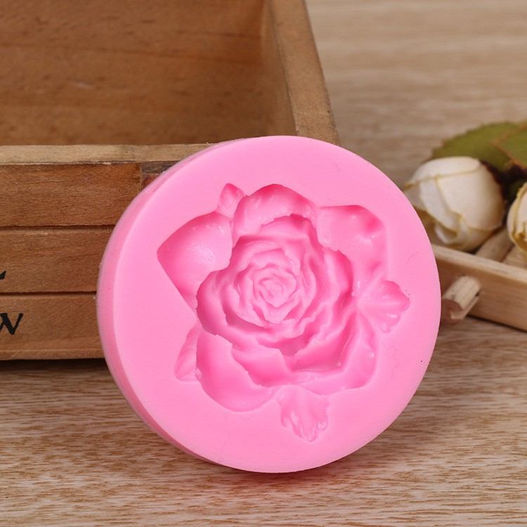 Khuôn silicon 3D hoa hồng có lá