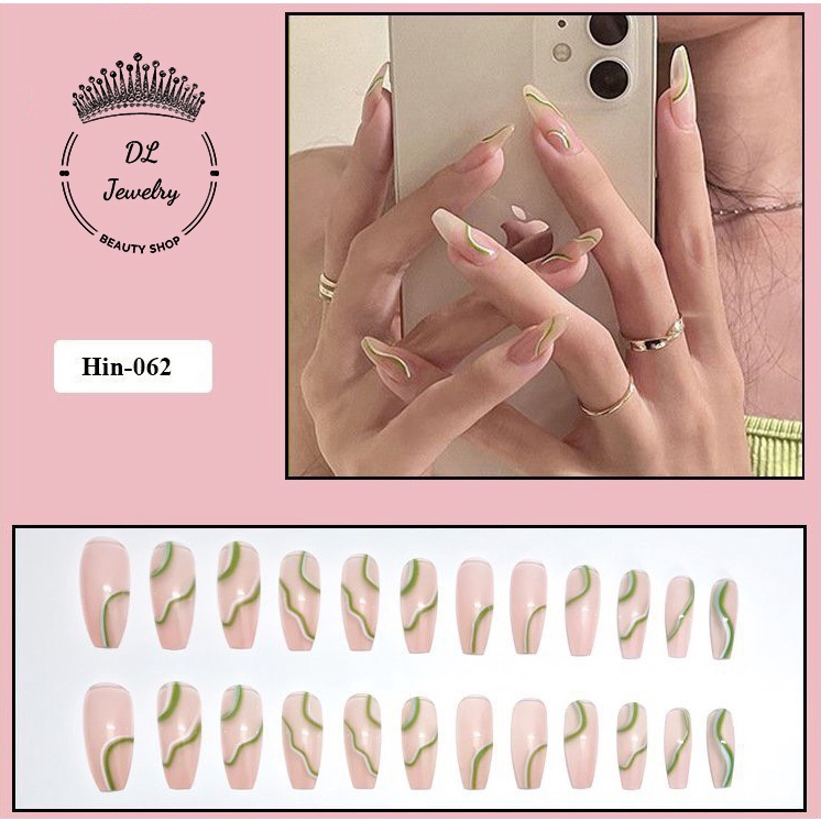 Móng Tay Giả Hộp 24 Móng Tay Kèm Keo Kiểu Mới Thời Trang