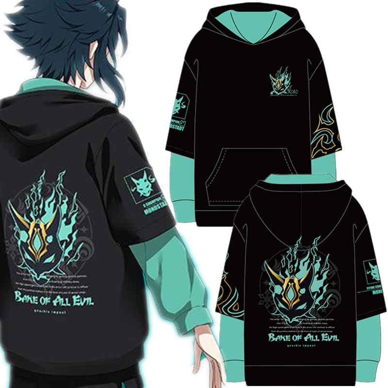 Trò chơi Genshin Impact Xiao Mặt Nạ Cosplay Trang Phục Dành Cho Người Lớn Unisex Áo Thun Áo Khoác Thường Áo Khoác Áo Khoác Quà Tặng