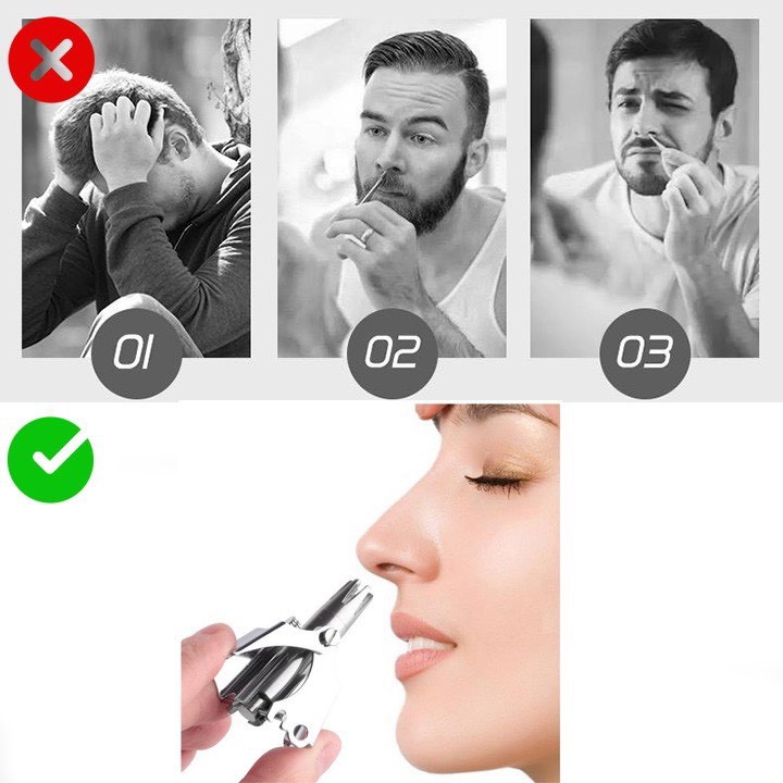 Dụng cụ cắt tỉa lông mũi cao cấp chất liệu thép không gỉ với đầu lưỡi bén có hộp kèm chổi vệ sinh an toàn tiện lợi-GD342