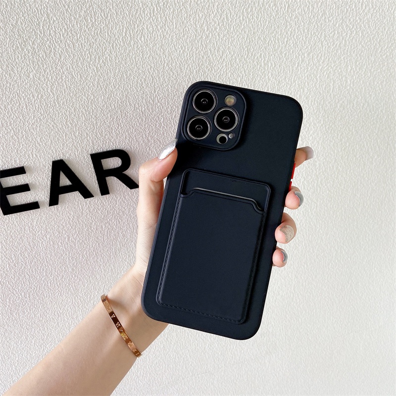 Ốp điện thoại silicon mềm chống sốc có ngăn đựng thẻ cho for iphone 11 13 12 Pro Max 13 Mini XS X SE 2 8 7 Plus