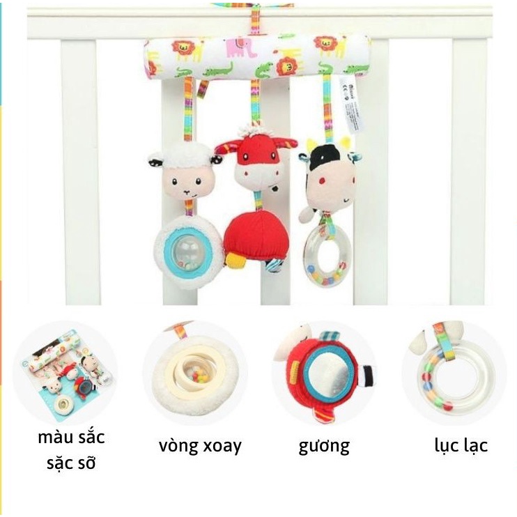 Đồ Chơi Treo Xe Đẩy Treo Nôi Cũi Kích Thích Thị Giác Hình Bò Sữa Dễ Thương BBSKY TN14