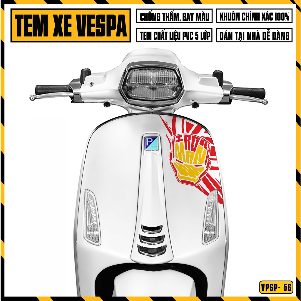 Tem Vespa Sprint / Primavera Thiết Kế Iron Man | VPSP56 | Team Decal Hình Dán Xe Máy Vespa Chống Nước Bền Màu
