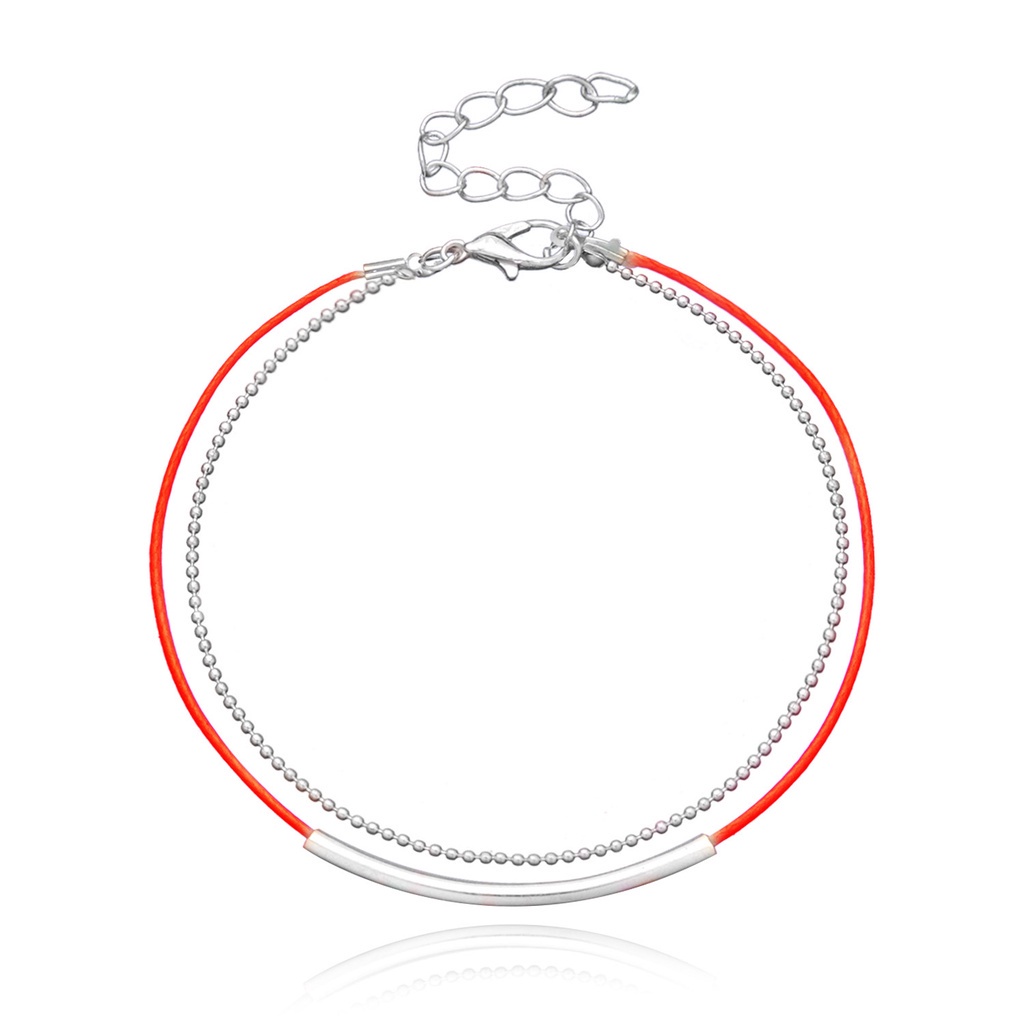 Vòng Đeo Tay Hai Lớp Xâu Hạt Đồng Cong Cá Tính Dành Cho Nữ