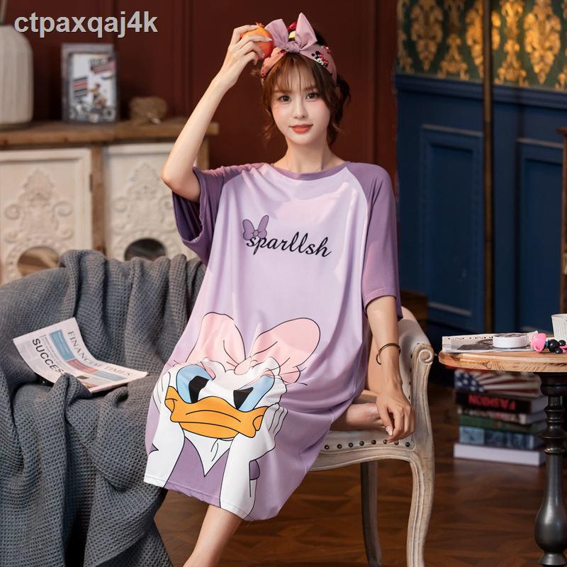 ✱váy ngủ mid- đồ dài cho phụ nữ mùa hè Size lớn béo mm200 catties mang thai net người nổi tiếng trong bộ quần áo mặc nhà