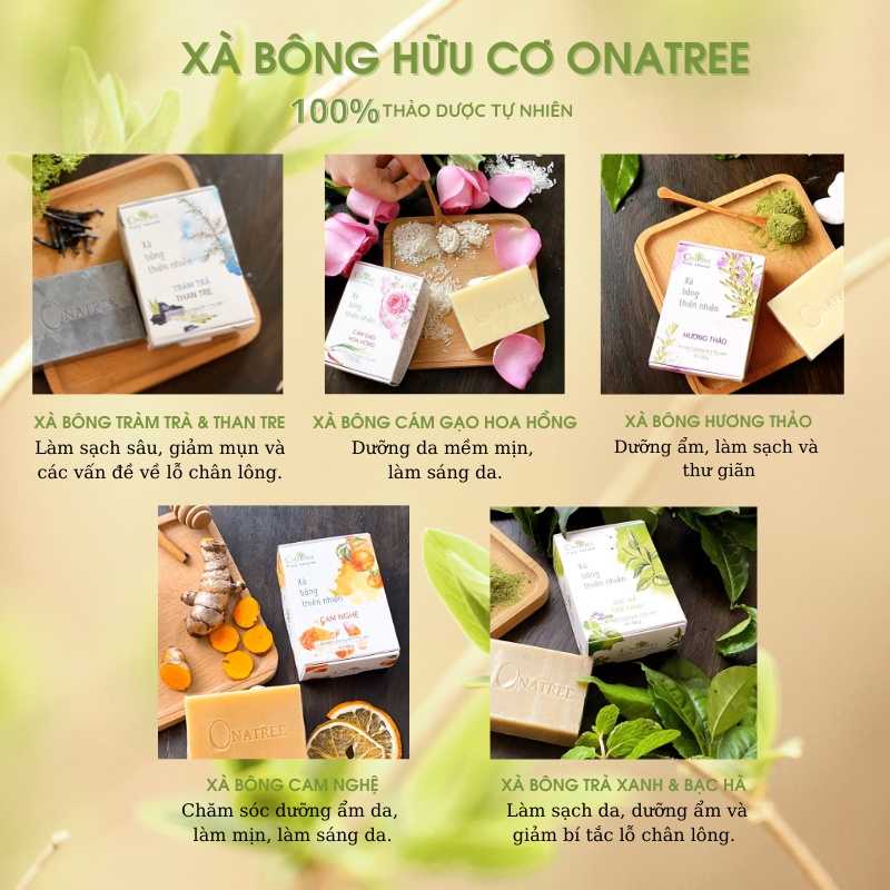 Xà Bông Thiên Nhiên OnaTree Chăm Sóc Da Mặt và Body Mềm Mịn Giảm Mụn