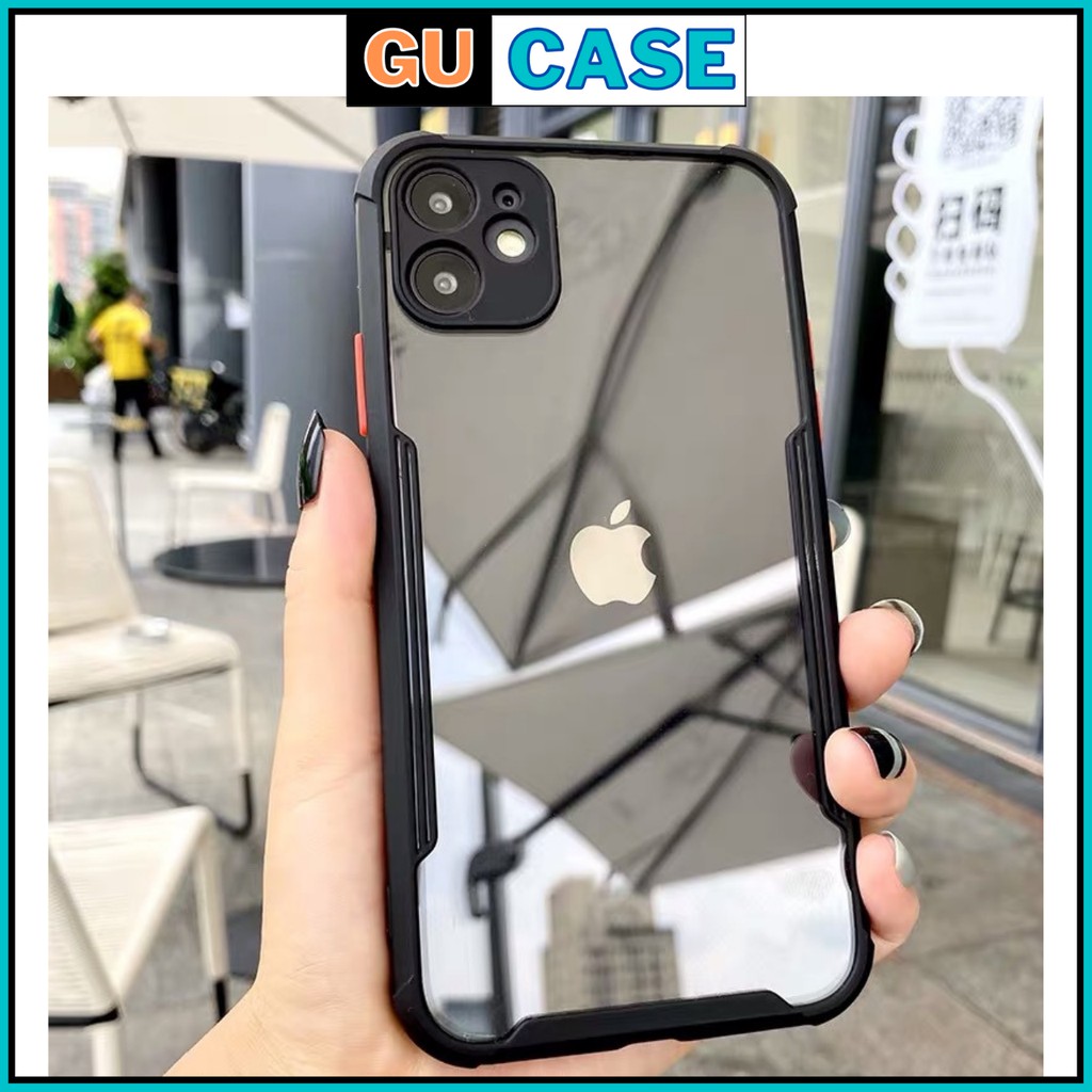 Ốp Lưng Iphone 7 Plus/8plus/xr/xs max/11 pro/11pro max/12 mini/12 pro/12Promax Chống Sốc Lưng Trong suốt GCIP03 | GuCase