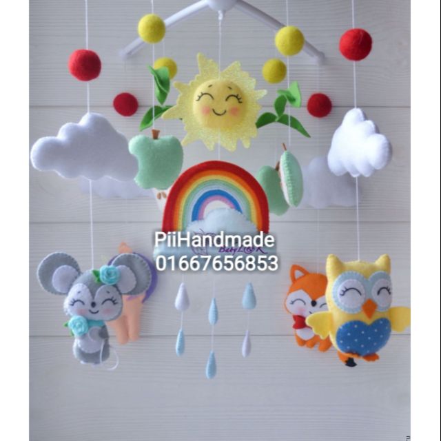 (SẴN) 🦊🦓🌈🐀🌴🦉 TREO NÔI CHO BÉ YÊU HANDMADE VẢI NỈ MÀU SẮC