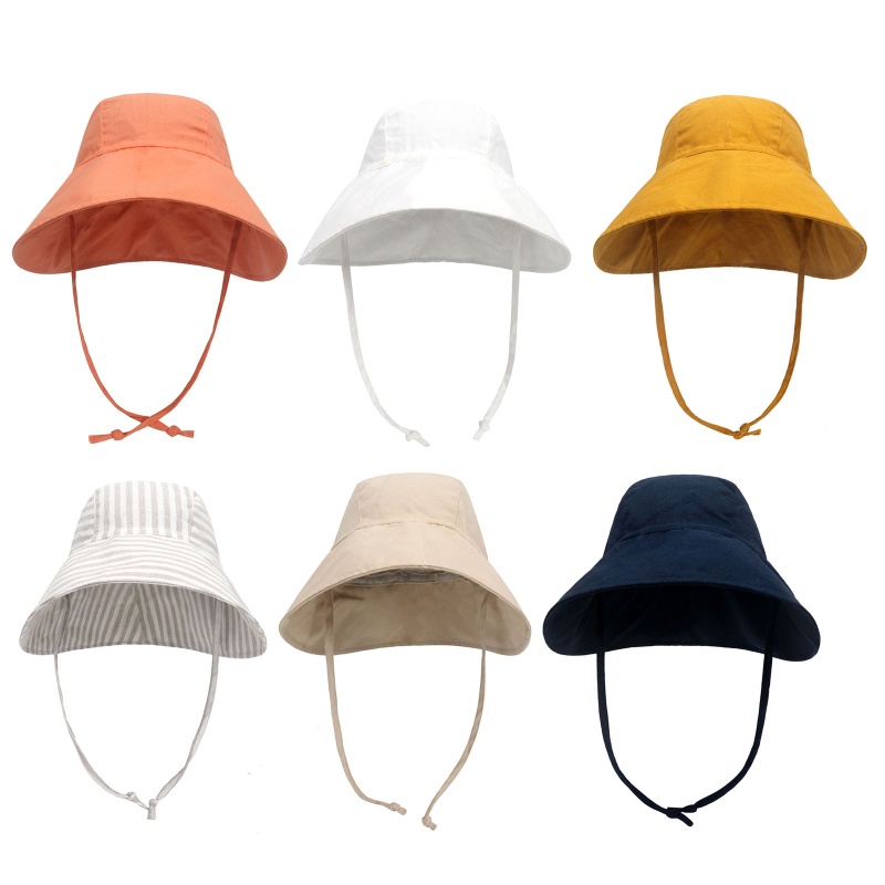Nón Vành Rộng Màu Trơn Chống Nắng Thời Trang Mùa Hè Cho Bé