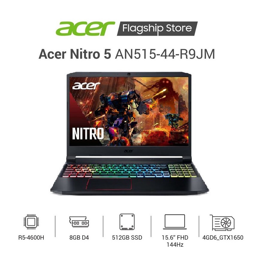 [Mã ELMALL300K giảm 5% đơn 500K] Laptop Acer Nitro 5 AN515-44-R9JM R5-4600H 8GB 512GB GTX1650 15.6'' W10