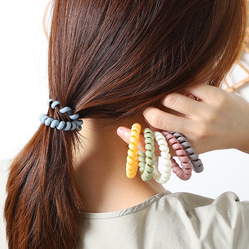 Set 6 Dây Buộc Tóc Lò Xo Co Giãn Cao Màu Kẹo Thời Trang Dành Cho Nữ