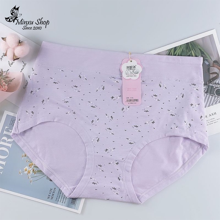 Quần lót trung niên, quần lót cạp cao ôm bụng dáng rộng thời trang cho bà, cho mẹ vải cotton mềm mát Minxu shop 3110