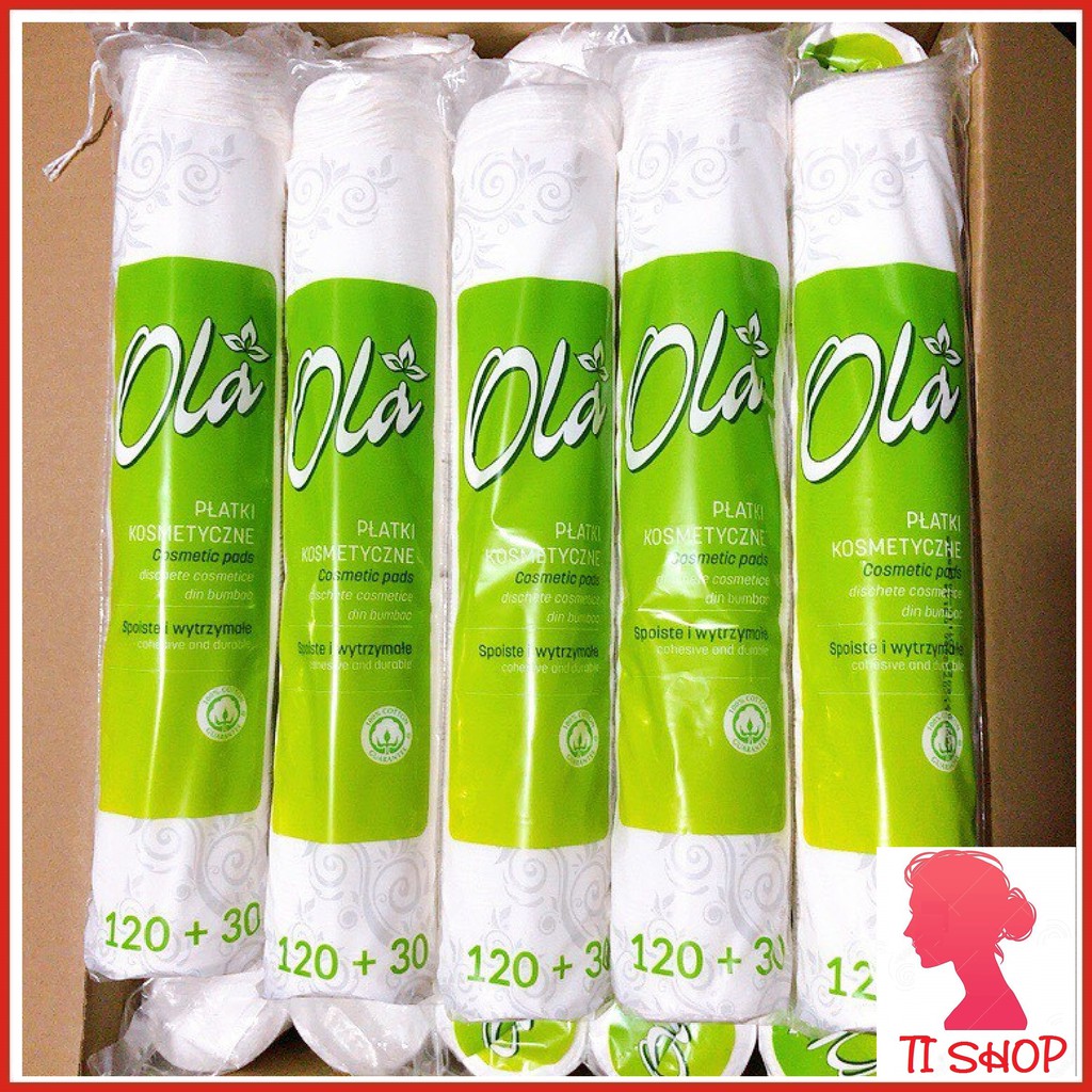 Bông tẩy trang FREESHIP Bông tẩy trang Ola 150 miếng Cotton Pads (Ba Lan) Bông mềm mịn dai