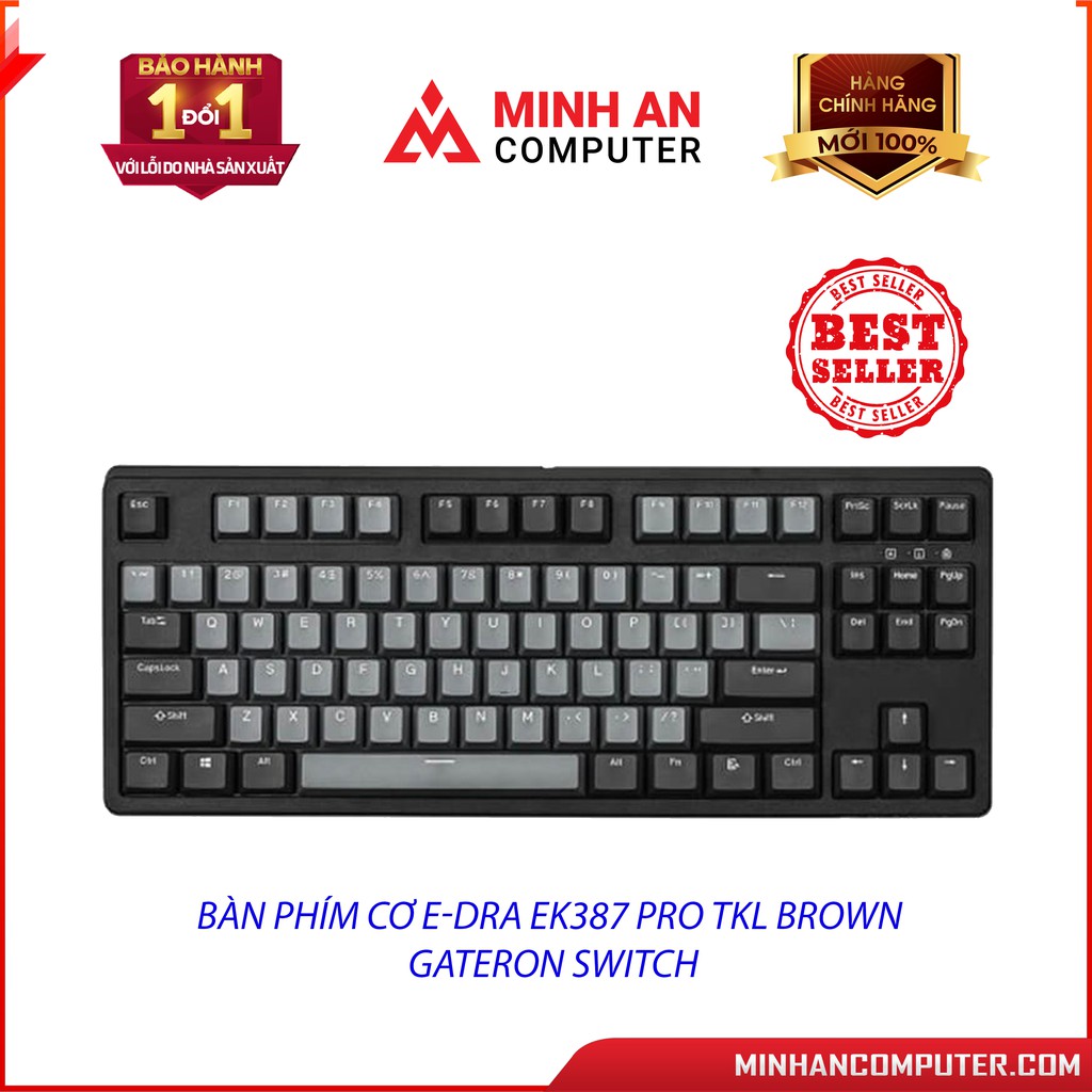 Bàn phím cơ E-Dra EK387 Pro TKL Brown Gateron Switch