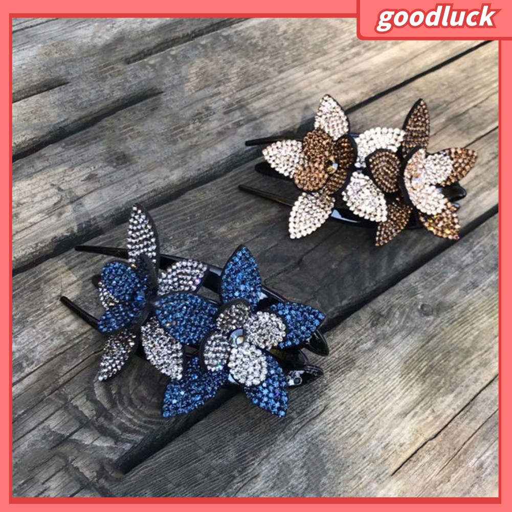 Kẹp tóc hình hoa đính kim cương giả thời trang sang trọng cho nữ