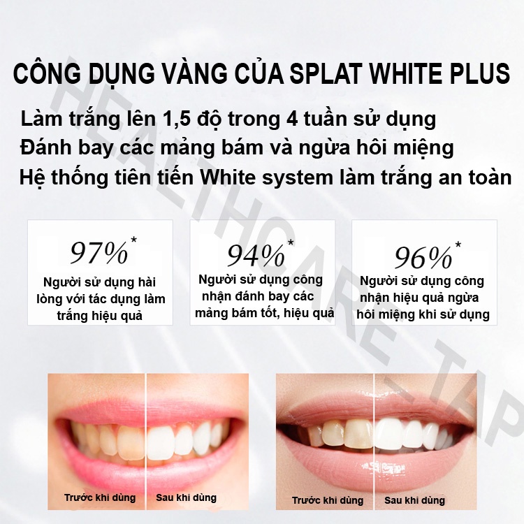 Kem Đánh Răng Trắng Răng Splat White Plus CHÍNH HÃNG NGA - Làm Trắng Răng Tự Nhiên Dành Cho Người Uống Trà, Cafe