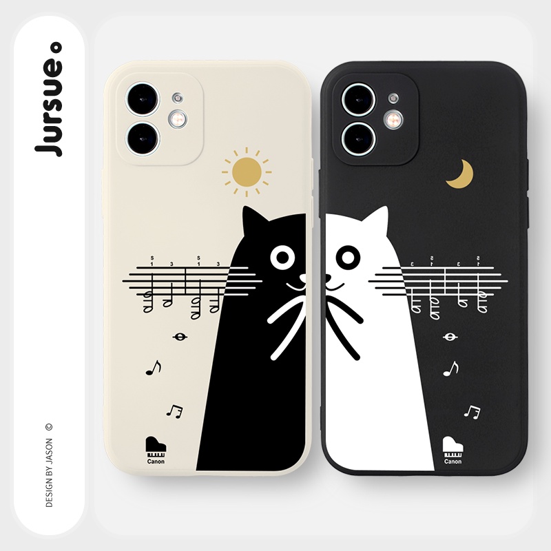 Ốp lưng JURSUE mềm hoạt hình cặp đôi dễ thương đẹp cho iPhone 13 12 11 Pro Max SE 2020 X XR XS ip 8 7 6 6S Plus kute Y86