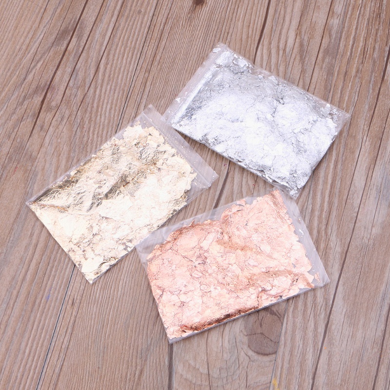 Bộ 3 túi lá nhôm màu vàng đồng dùng để trang trí móng tay