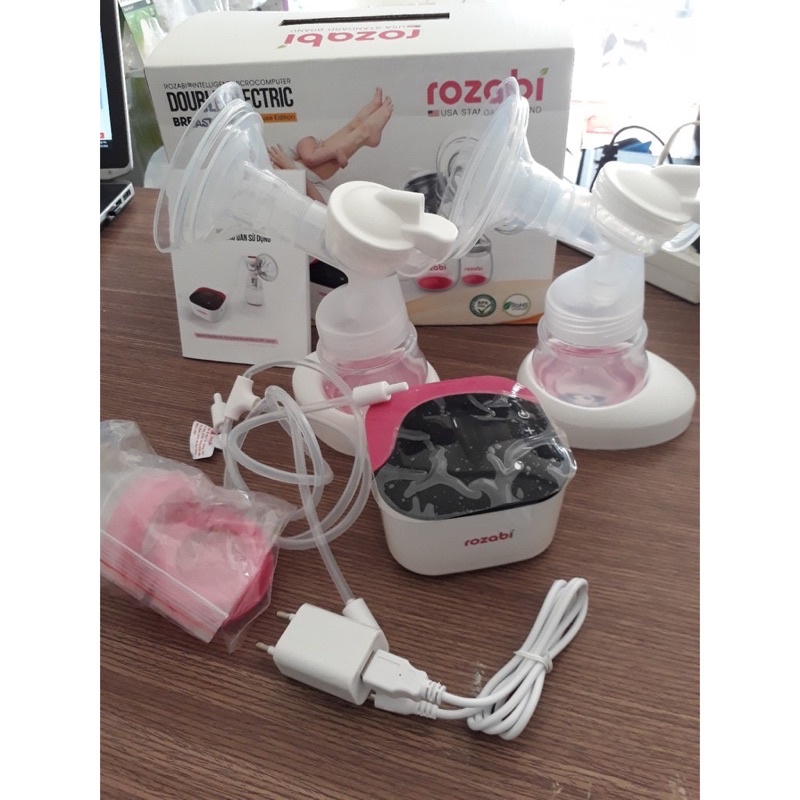 Phụ kiện Máy hút sữa điện đôi Rozabi Deluxe kết hợp 3 chế độ matxa, hút và vắt kiệt