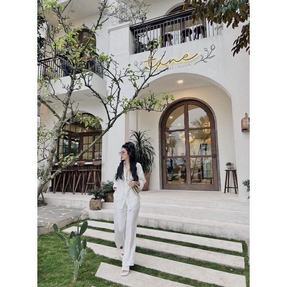 SET áo sơ mi quần ống rộng vải đũi trắng MIX đồ đi chơi cực sang - Chất vải đũi mặc vừa nhẹ vừa mát