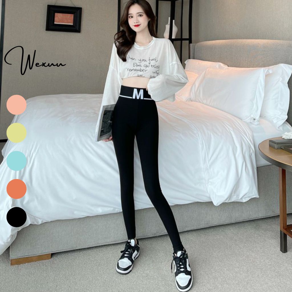 Quần legging nữ chất len tăm co dãn tôn dáng cạp chữ M - Wexuu Design LG01