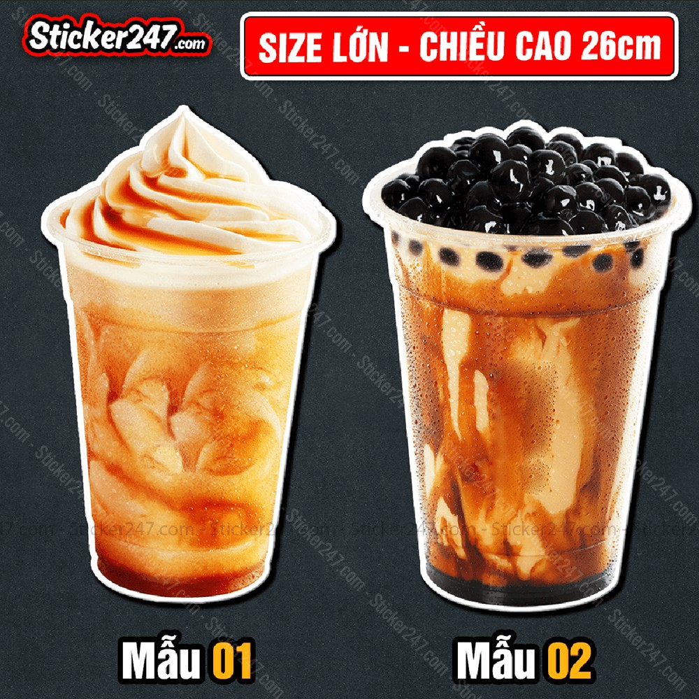 Sticker trà sữa khổ lớn hình siêu thực 𝑭𝒓𝒆𝒆𝒔𝒉𝒊𝒑 trang trí decor quán cà phê, trà sữa, quán ăn, dán tường, quầy, kính