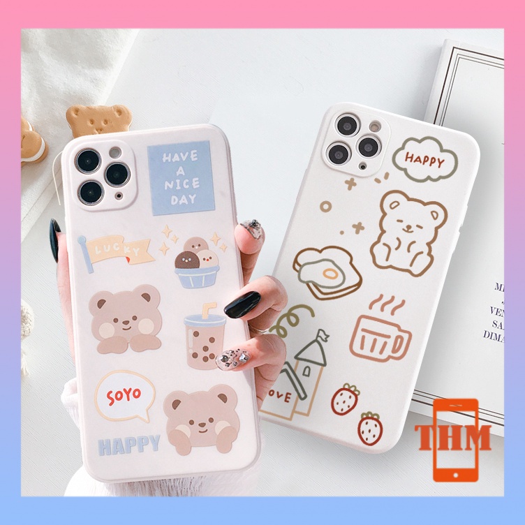 Ốp Điện Thoại Hình Gấu Uống Trà Sữa Cho iPhone 6/6plus/6s/6splus/7/7plus/8/8plus/x/xr/xs/11/12/13/pro/max/plus/promax/-925