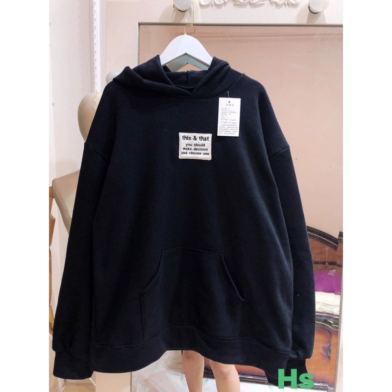 Áo hoodie nỉ bông chất đẹp mũ trùm túi bụng to rộng màu đen