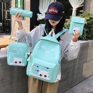 [ BEST SELLER ] Balo Set 4 Món - Cat Mèo Nằm S005