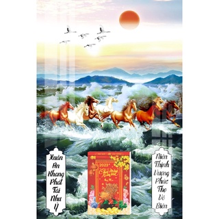 [Tặng Bloc Đại 85K] Lịch Gỗ Treo Tường Laminate Tráng Gương 2025 (40x60m) - Mã Đáo Thành Công 02