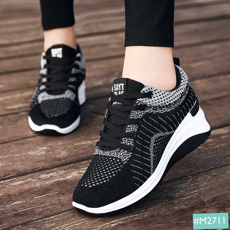 Giày Thể Thao Sneaker Nữ Độn Đế 6cm MINSU M2711 Gót Cao 6p Kiểu Dáng Trẻ Trung Năng Động Basic Thời Trang Style Hàn Quốc