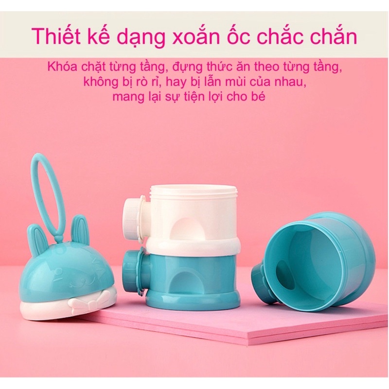 Hộp chia sữa cho bé, hộp đựng sữa bột, đồ ăn dặm chất liệu nhựa PP an toàn có quai cầm tiện lợi