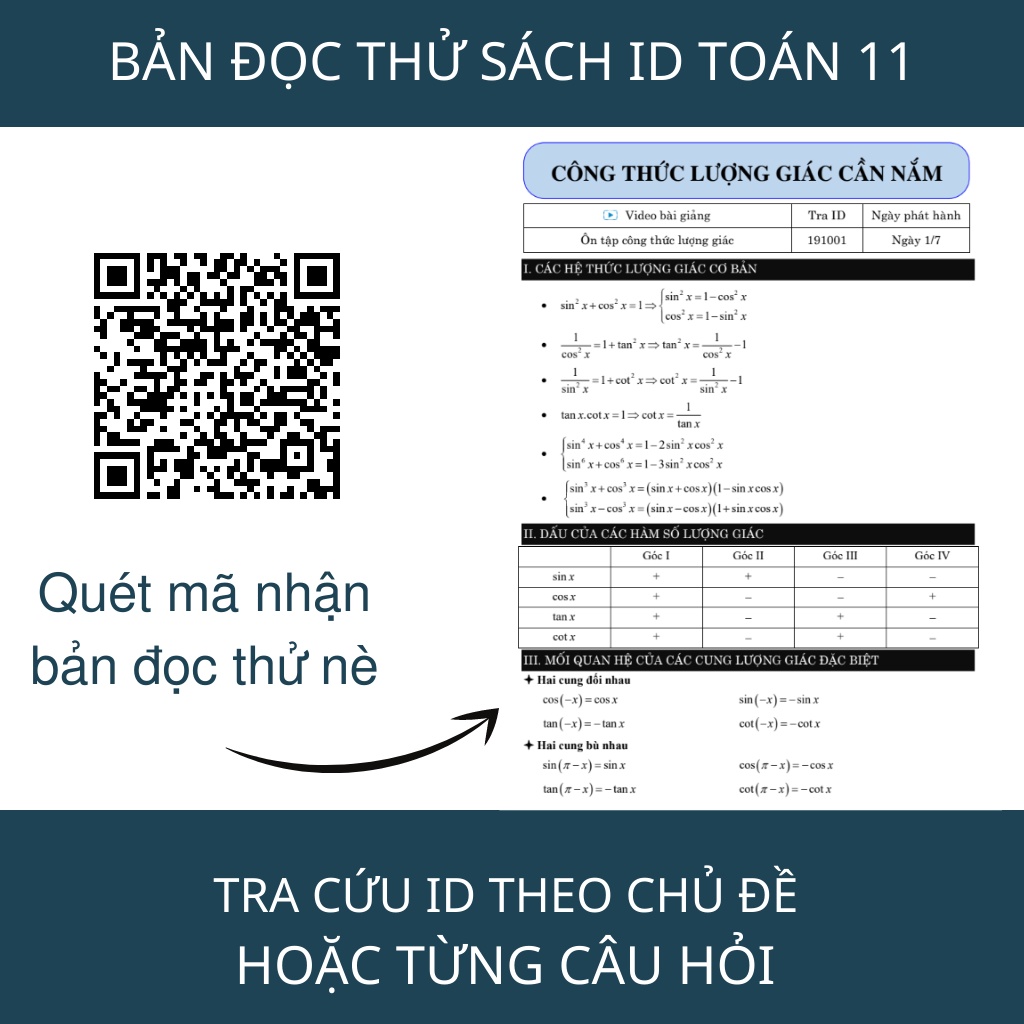 Sách ID tự học toán lớp 11 tập 1 chương trình sgk mới Moonbook