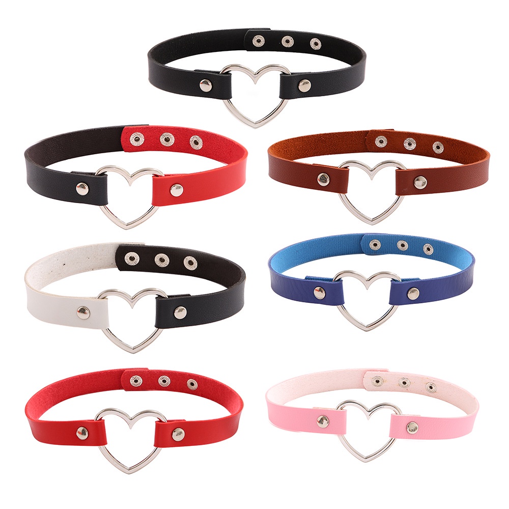Vòng Cổ Choker Da PU Mặt Trái Tim Nhiều Màu Sắc Phong Cách Punk 2022 Cho Nữ