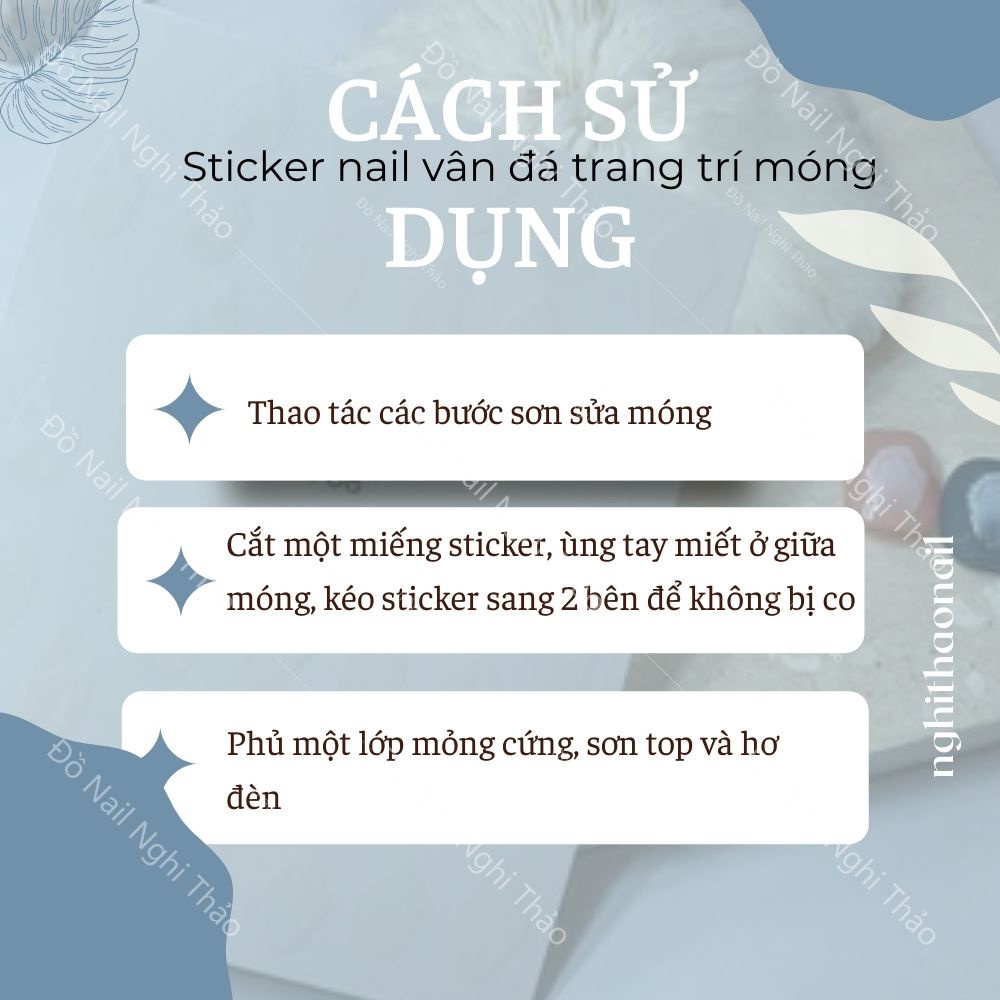 Sticker nail vân đá trang trí móng