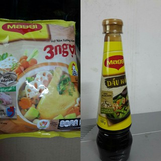 Combo 2 gói hạt nêm Maggi và 3 chai dầu hào Maggi