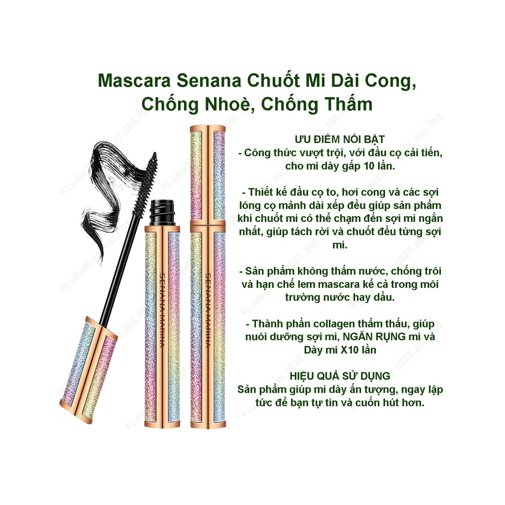 Mascara Cong Mi, Mascara Dài Mi, Dày Mi, Mascara SENANA Kháng Nước Lâu Trôi