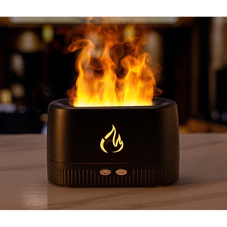 Máy xông tinh dầu ngọn lửa Aroma trang trí bàn làm việc, Decor phòng ngủ làm thơm phòng tạo ẩm cho da