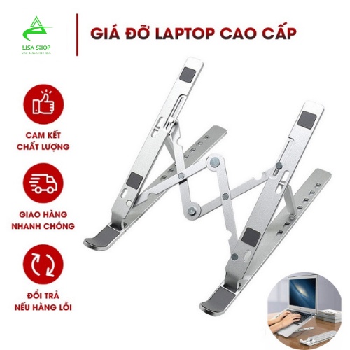 Giá đỡ laptop, ipad, macbook, điện thoại nhôm cao cấp chịu lực lớn, kệ đỡ máy tính, đế tản nhiệt, có túi đựng tiện lợi