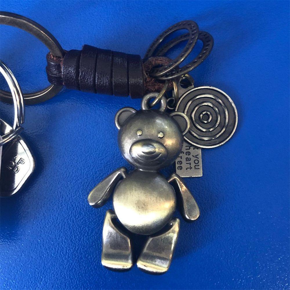 LANFY Móc Khóa Trang Trí Nội Thất Xe Hơi Hình Gấu Phong Cách Punk Vintage