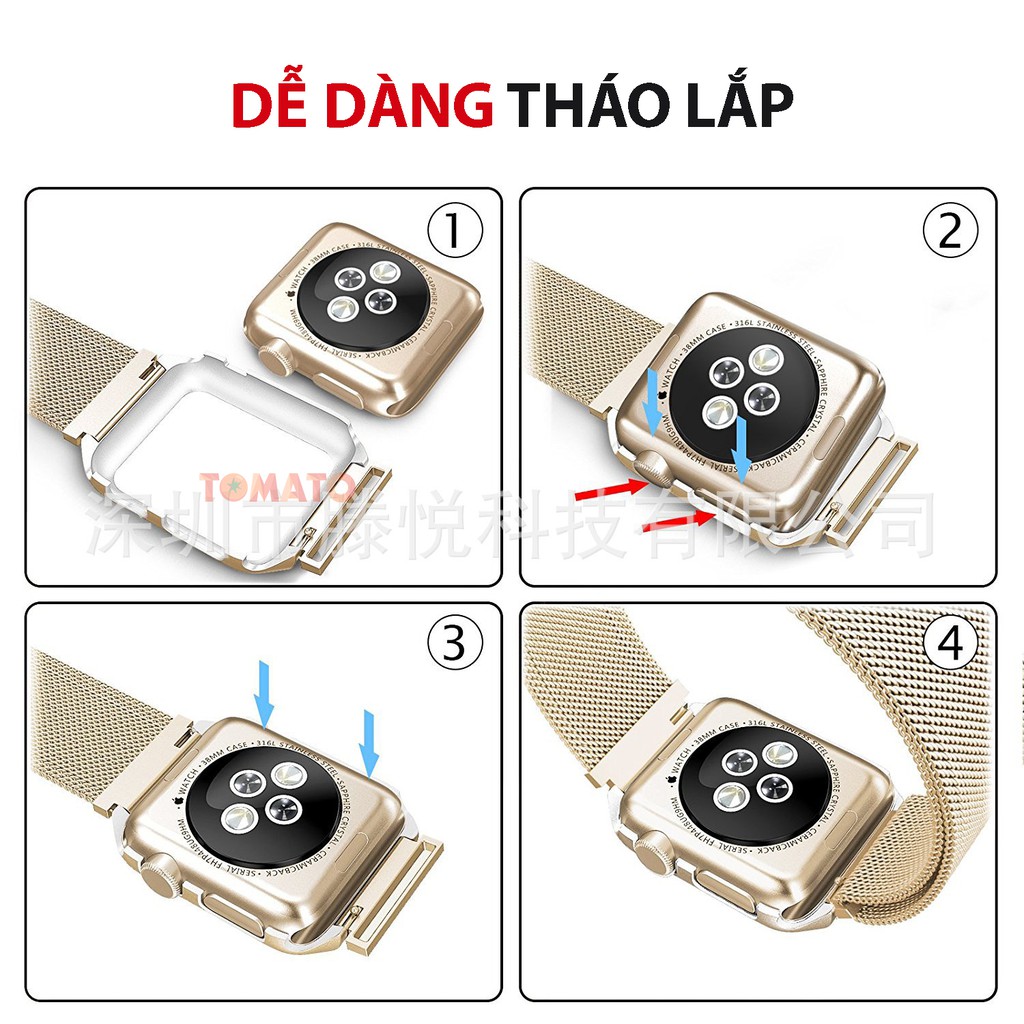 Dây Đeo Kim Loại Chống Gỉ Cho Đồng Hồ Thông Minh Apple Watch Serise 1 2 3 4 5 - Phụ Kiện Tomato