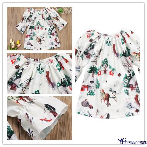 ❤XZQ-Christmas Toddler Kid Baby Girls Xmas Wildlife Print Costume Cute Floral Dresses