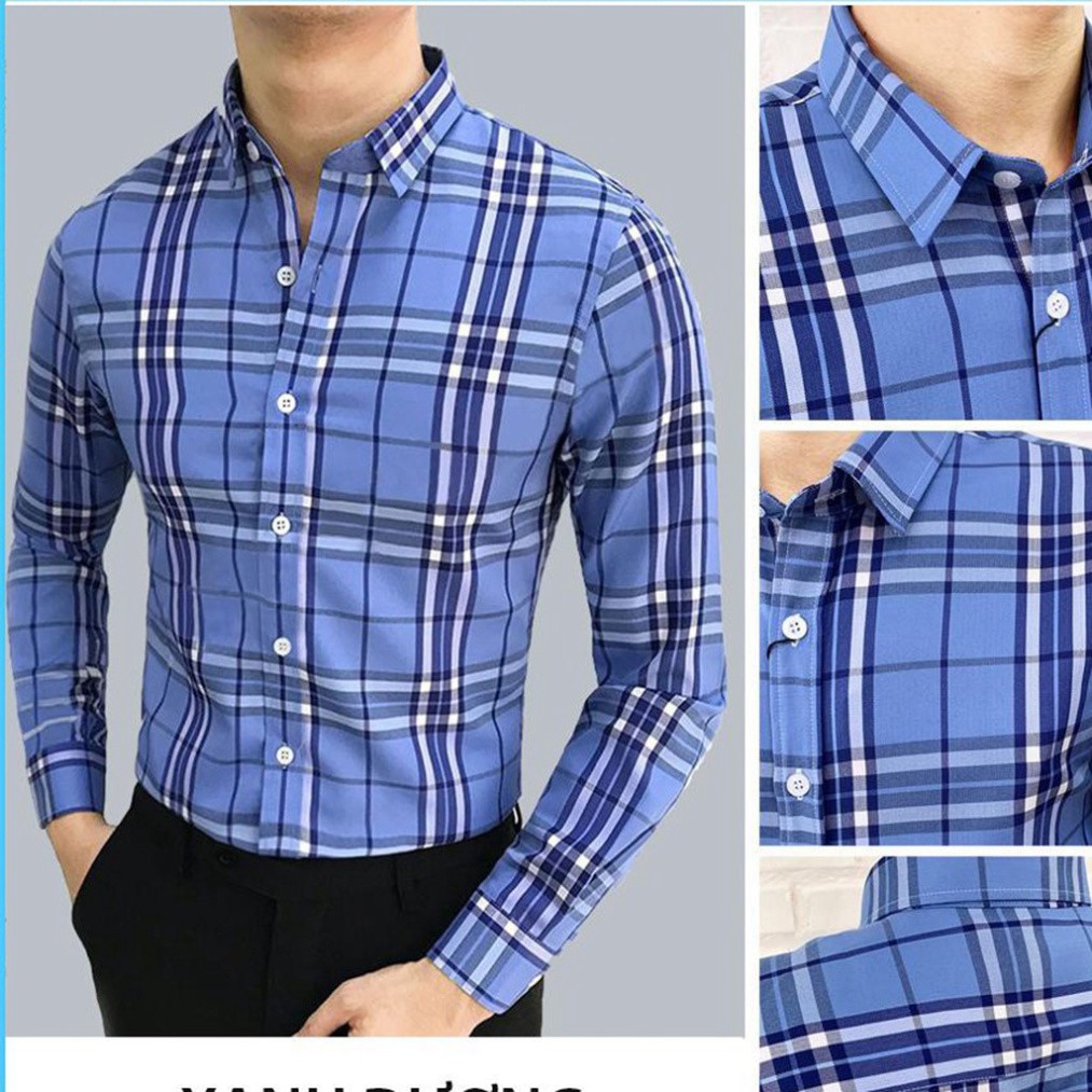 Áo sơ mi nam kẻ BBR dài tay vải hàng Xuất cực sin, cam kết hàng chất lượng, phong cách trẻ