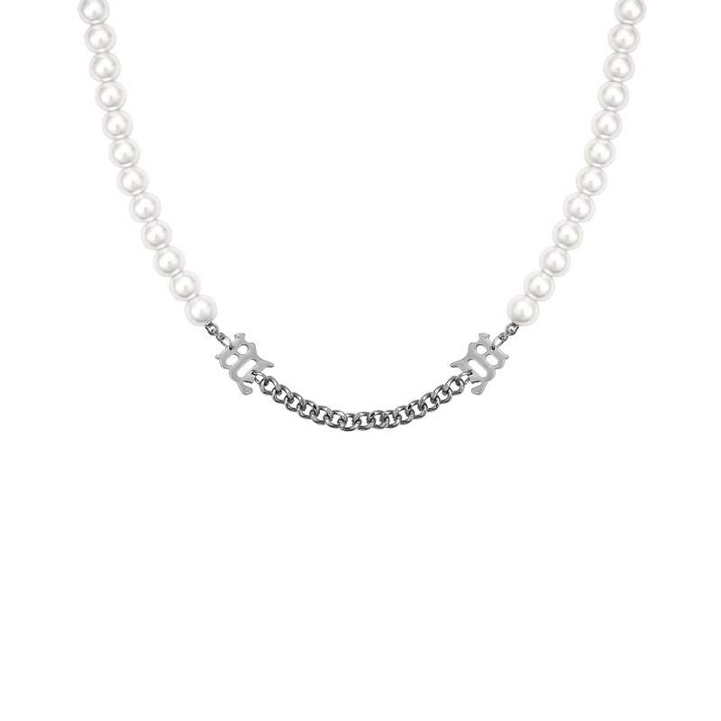 Dây chuyền ngọc trai mặt hình chữ cái phong cách đơn giản cá tính