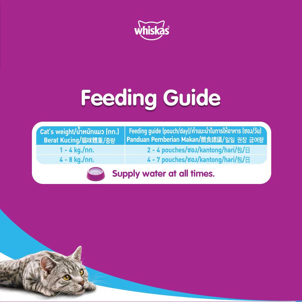 WHISKAS® Thức ăn cho mèo lớn dạng sốt vị cá biển 80g (12 gói)